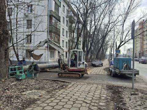 Прокладка ПНД-водопровода вдоль улицы
